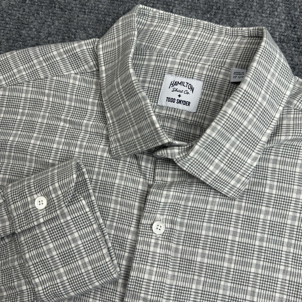 Todd Snyder x Hamilton Shirt Co Oxford Button Down Shirt Men 17.5 Glen Plaid USA